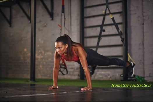 Different types of muscle contractions- isometric muscle contraction during push up with trx
