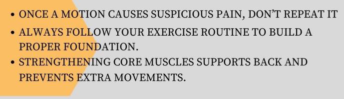 Recommendation to prevent crossfit back injury during the training.