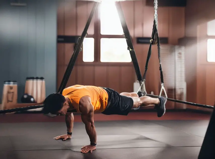 Trx push-up feet in strap is one of the trx chest exercises